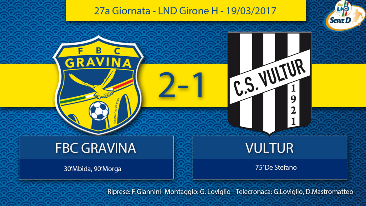 27a Giornata- LND Girone H: FBC Gravina- Vultur