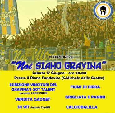 3a Edizione “Noi Siamo Gravina”, la festa del tifo gialloblu