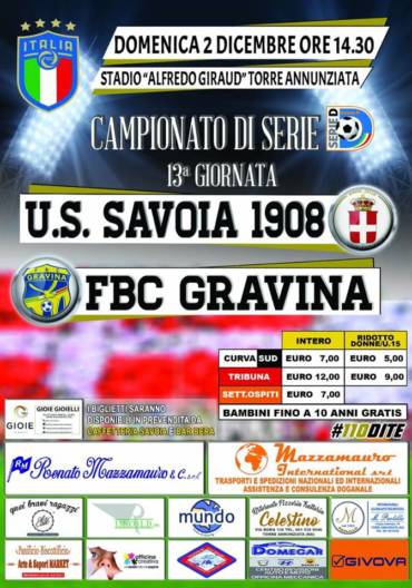 Savoia – FBC Gravina: info biglietti settore ospiti